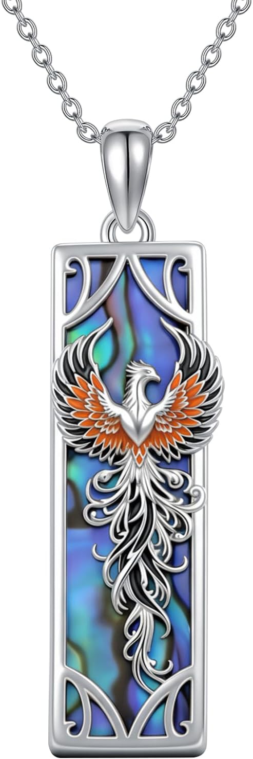 PROESS Abalone Shell Bar Necklace 925 Sterling Silver Bird Pendant Abalone Bird Jewelry Gifts for Women Christmas Mother’s Day