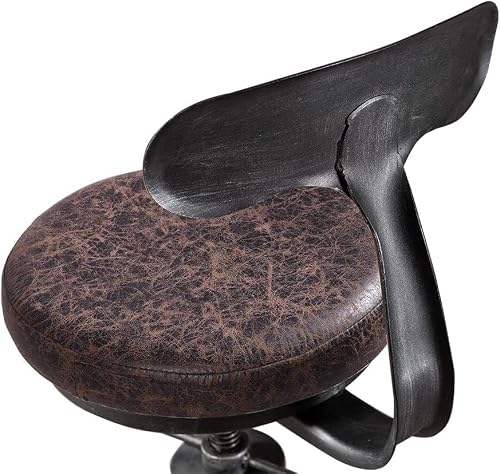 Bokkolik Set Of 2 Bar Stools Industrial Style Kitchen Counter Island Stool Dining Chiar With Backrest Rustic Guest Chair Swivel Pu Seat 23-33Inch Height Adjustable #TOP3