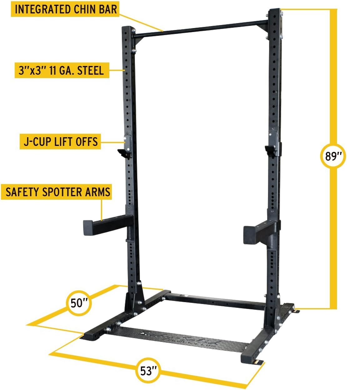 Body-Solid SPR500 Half Rack Weight Lifting Squat Rack Stand with Pull Up Bar, Power Squat Rack for Home Gym, Perfect for Heavy Workouts and Strength Training, 1000lb Weight Capacity