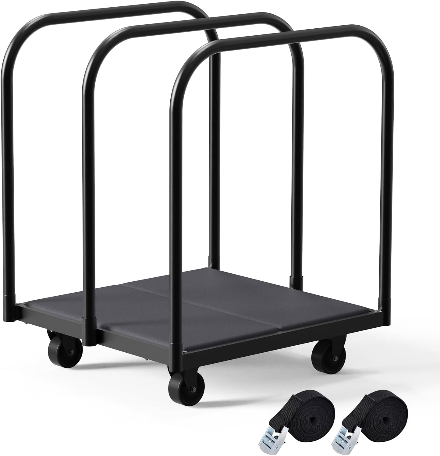 3 Pole Folding Table and Chair Cart-Panel Cart with 4Inch Swivel Caster 8PCS Table Storage Capacity Folding Chair&Table Dolly with 2PCS Straps to Store and Move Lumber,Mattress,Plywood,Box