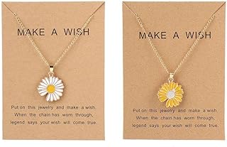 el regalo 2 PCs White & Yellow Daisy Flower Pendant Necklace for Kids/Girls/Teens & Women- Gift for Her-picture-37