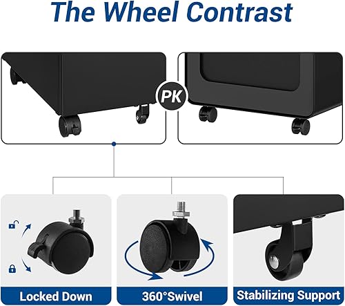 Miniatura 5 de Archivador vertical de 2 cajones  Armario de llenado móvil con cerradura para archivos legales o de letras  Archivador de almacenamiento de oficina