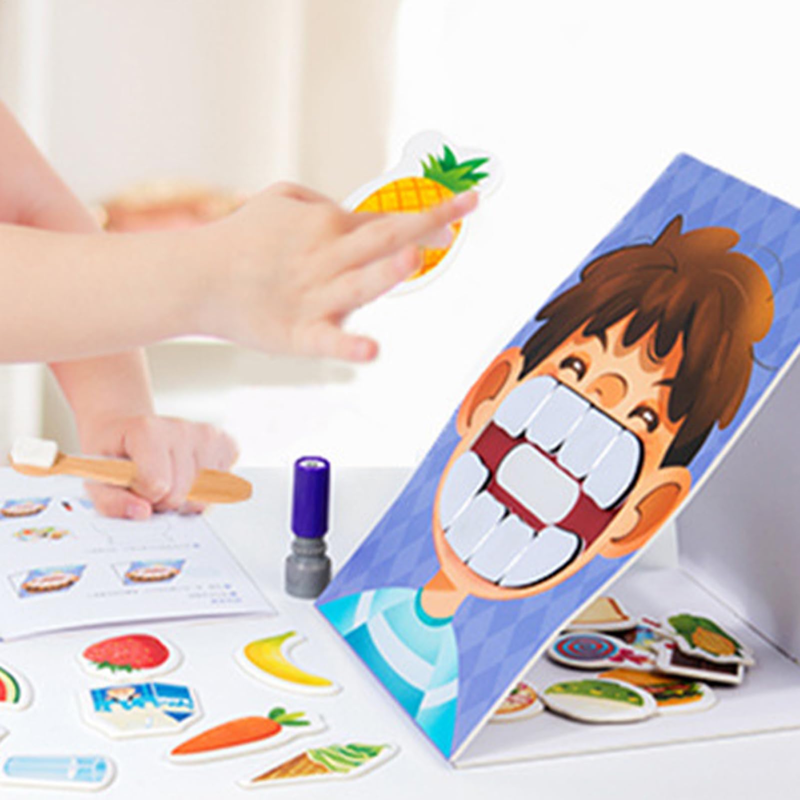 Kit éducatif Dentaire - Cartes de défense Dentaire, modèle de Dents avec Brosse, kit d'apprentissage d'hygiène bucco-Dentaire | Ressource d'apprentissage Interactive dentistes garçons et