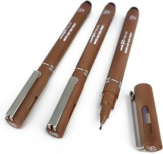 Uni Pin Fineliner Drawing Pen - Sepia Tone - 0.5mm - Pack of 3