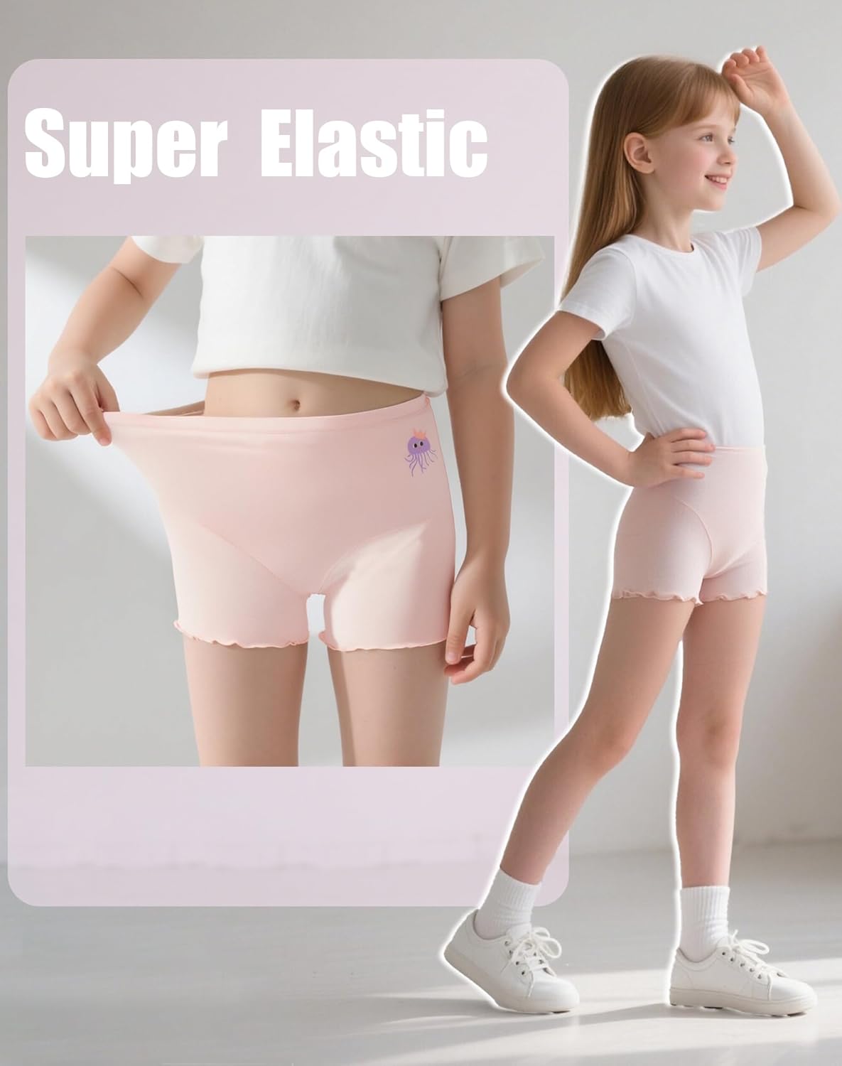 AMYNICE Girls Underwear, Soft Breathable Girl Panties with Lace Cuffs, Stylish Design Neutral Versatile Colors Girls Briefs - Image 6