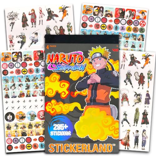 Naruto Stickers Party Favors Bundle - 295+ Deluxe Naruto Shippuden Stickers Featuring Naruto Sasuke Itachi Kakashi More | Naruto Gifts for Boys