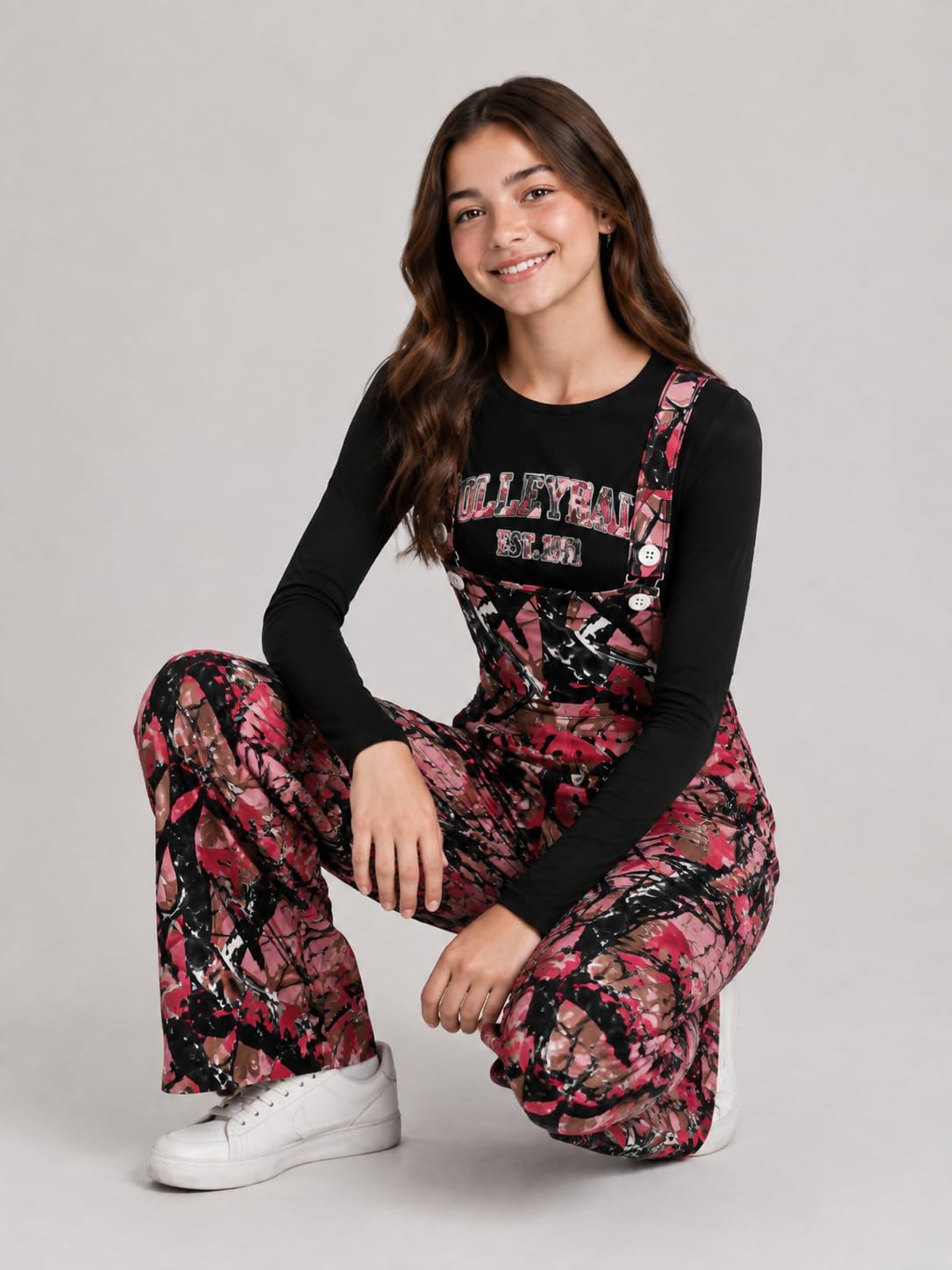 KIDLAGA Size 7-14 Yeras Girls 2 Piece Outfit Tween Girls Fashion Letter Print Top + overall Pants Outfits