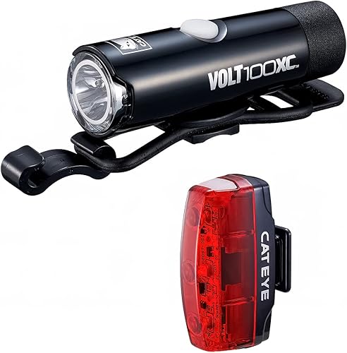 CATEYE - Faro delantero recargable Volt 100 XC y micro luz trasera rápida para bicicleta