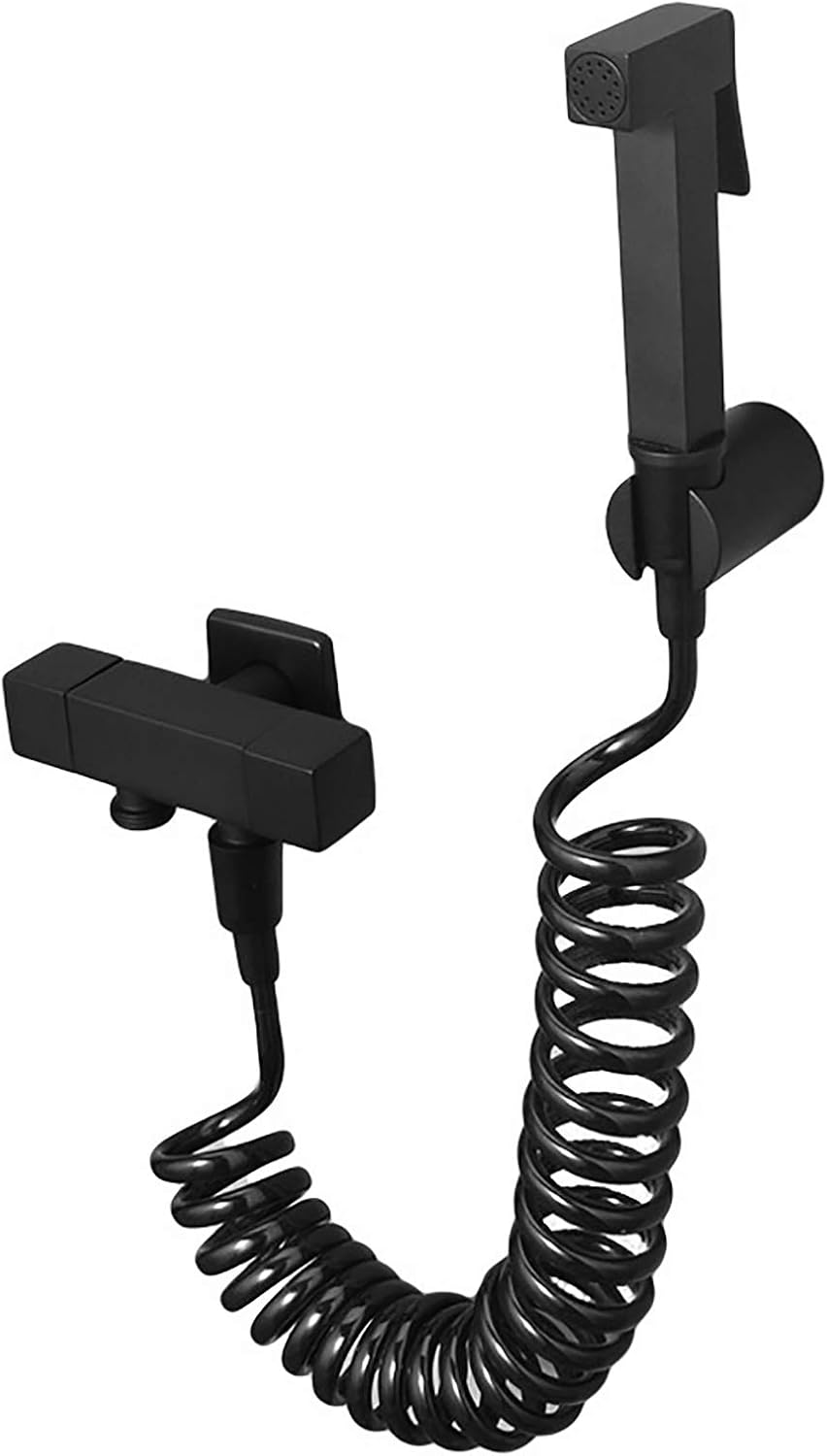 Matte Black Handheld Bidet Sprayer for Toilet, Brass Portable Cloth Diaper Sprayer Set Single Cold Water Bathroom Bidet Sprayer Kit with PVC Shower Hose for Personal Hygiene