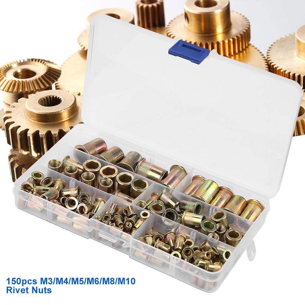 Dadi Testa Piatta M3 M4 M5 M6 M8 M10 M12 Set 166 Rivetti Filettati - Dadi In Acciaio Zincato, Misure M3 A M12, Per Fai Da Te E Riparazioni Rivetti Filettati M3 - Foto 4