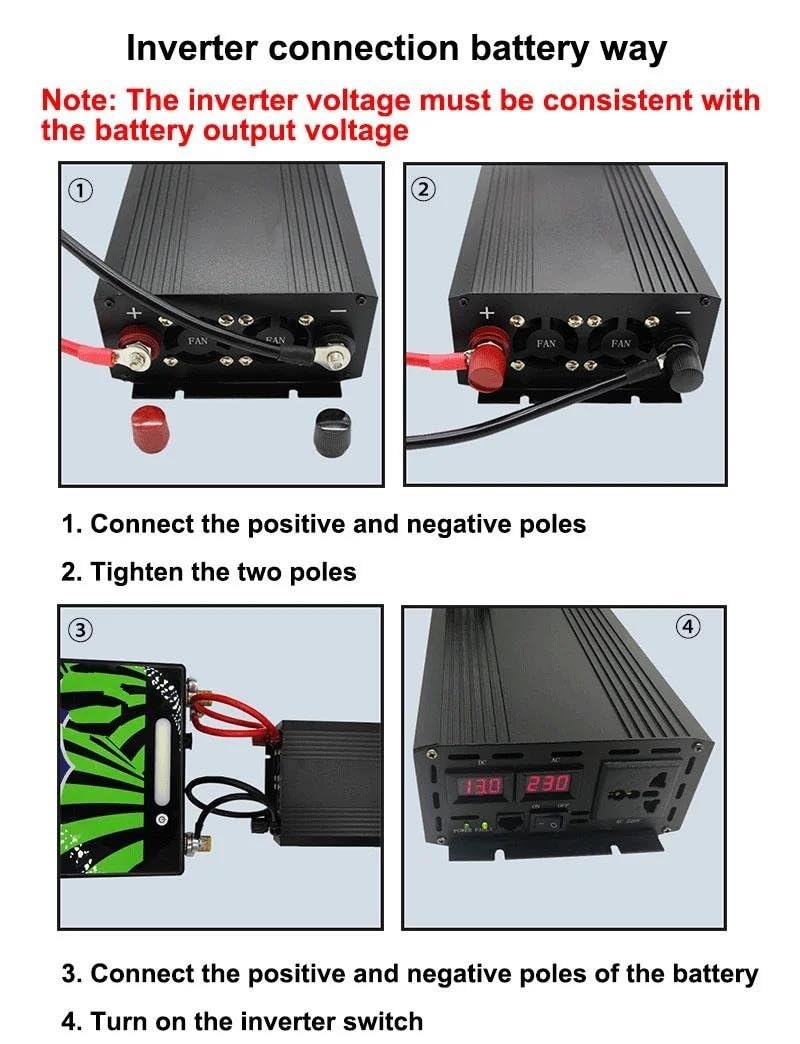 Convertisseur Onduleur Micro-onduleur Solaire 3000W pour Voiture Onduleur À Onde Sinusoïdale 12V/24V DC À 110V 220V AC Convertisseur Tension (Couleur : 24V, Size : 230V(60HZ))