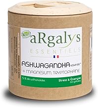 Ashwagandha Breveté KSM-66™ + Magnésium et Tryptophane - Extra Fort : 5% withanolides - Stress, Sommeil, Énergie, Bien-Être - 60 gélules vegan 900mg - Qualité Supérieure