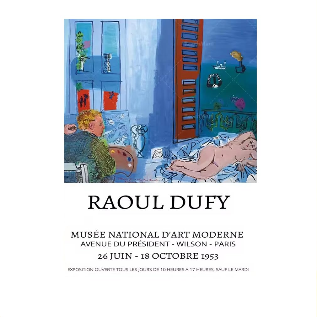 LHHJF LJHFA Raoul Dufy Exhibition Poster Museum Vintage Wall Art Raoul Dufy Canvas Painting And Prints Modern Home Decor Picture 40x60cmx1 No Frame