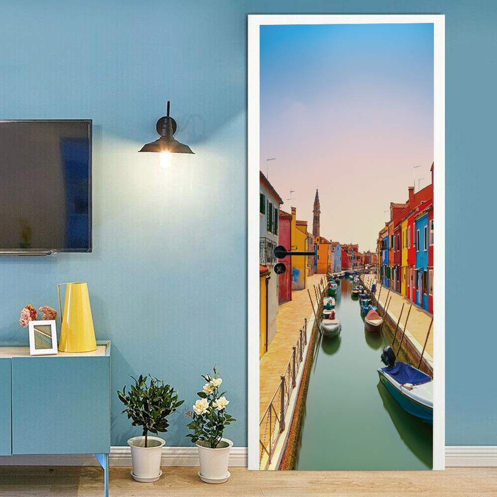Sticker de porte Venise 90x200cm trompe l'oeil amovible
