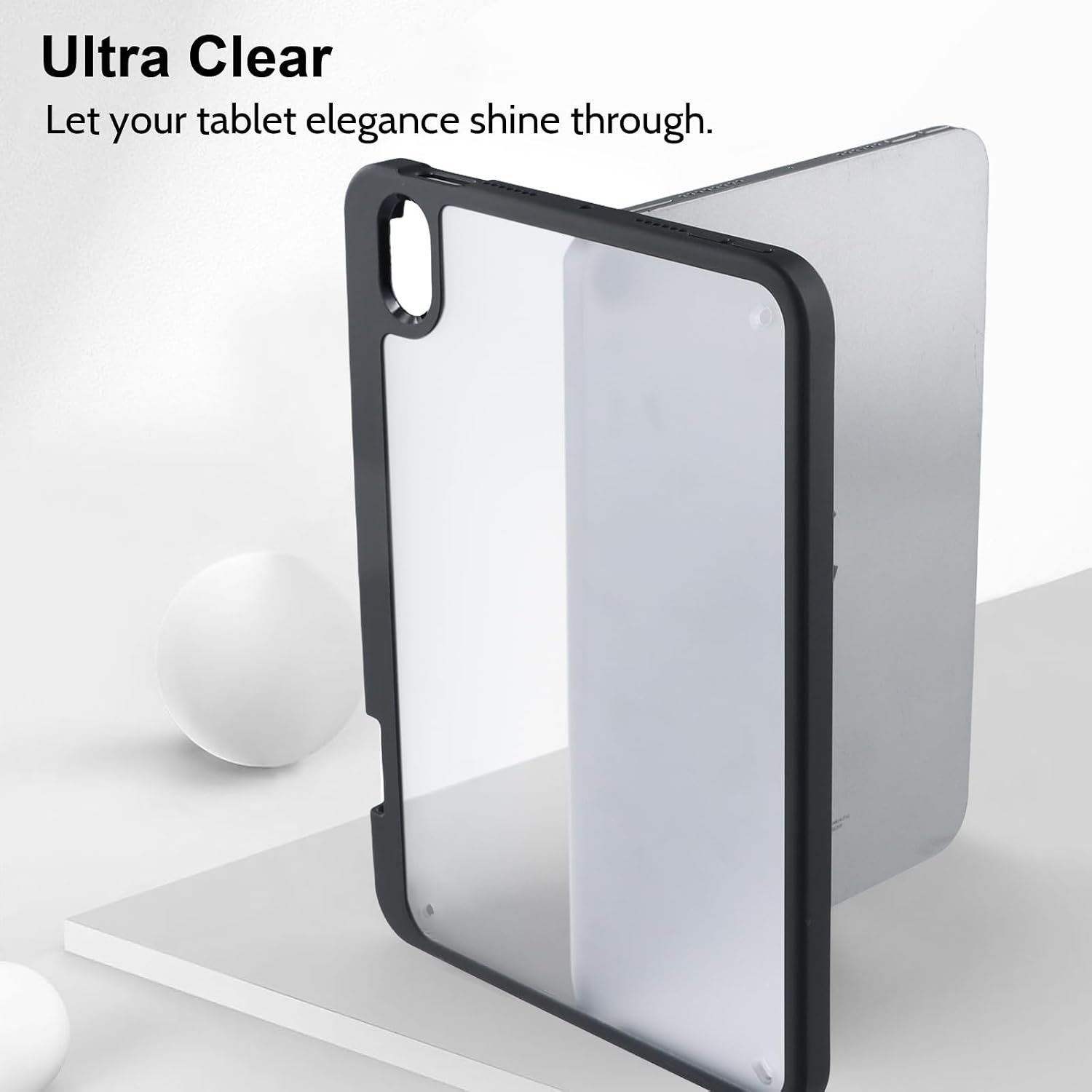 Dteck for iPad Air 11" (M2/M3/M4), Air 10.9" (4th/5th Gen), iPad Pro 11 inch (1st/2nd/3rd/4th Gen) Slim Clear Case with Pencil Holder (Allow Charging with Case On), Lightweight Protective Cover, Black