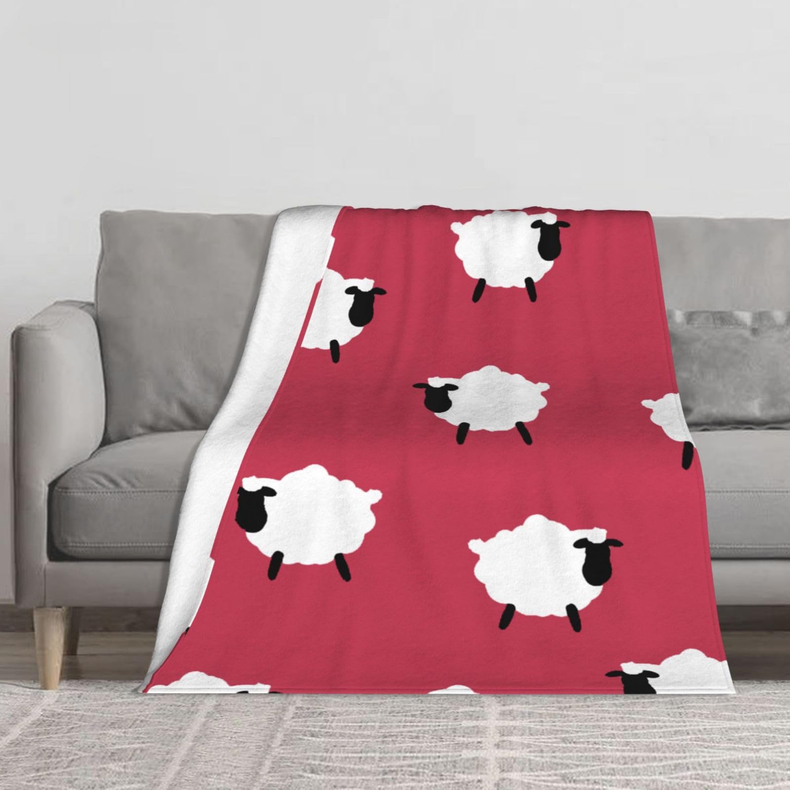 Couverture en flanelle contre le frisson d'hiver plaid épais motif mouton