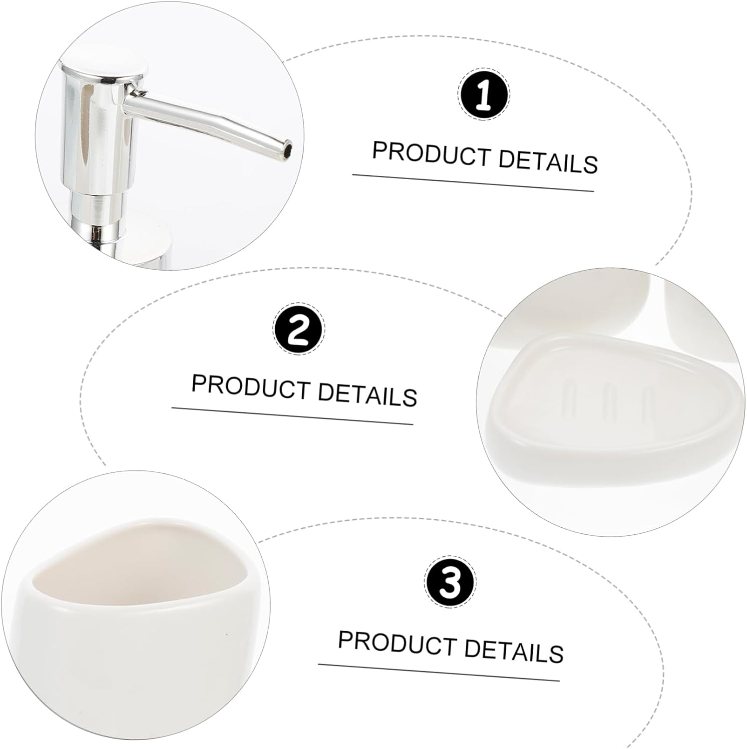 ABOOFAN 5-Piece Ceramic Bathroom Accessory Set Toothbrush Holder Personal Washing Cup Soap Dish White Sanitary Accessories for Home and Travel