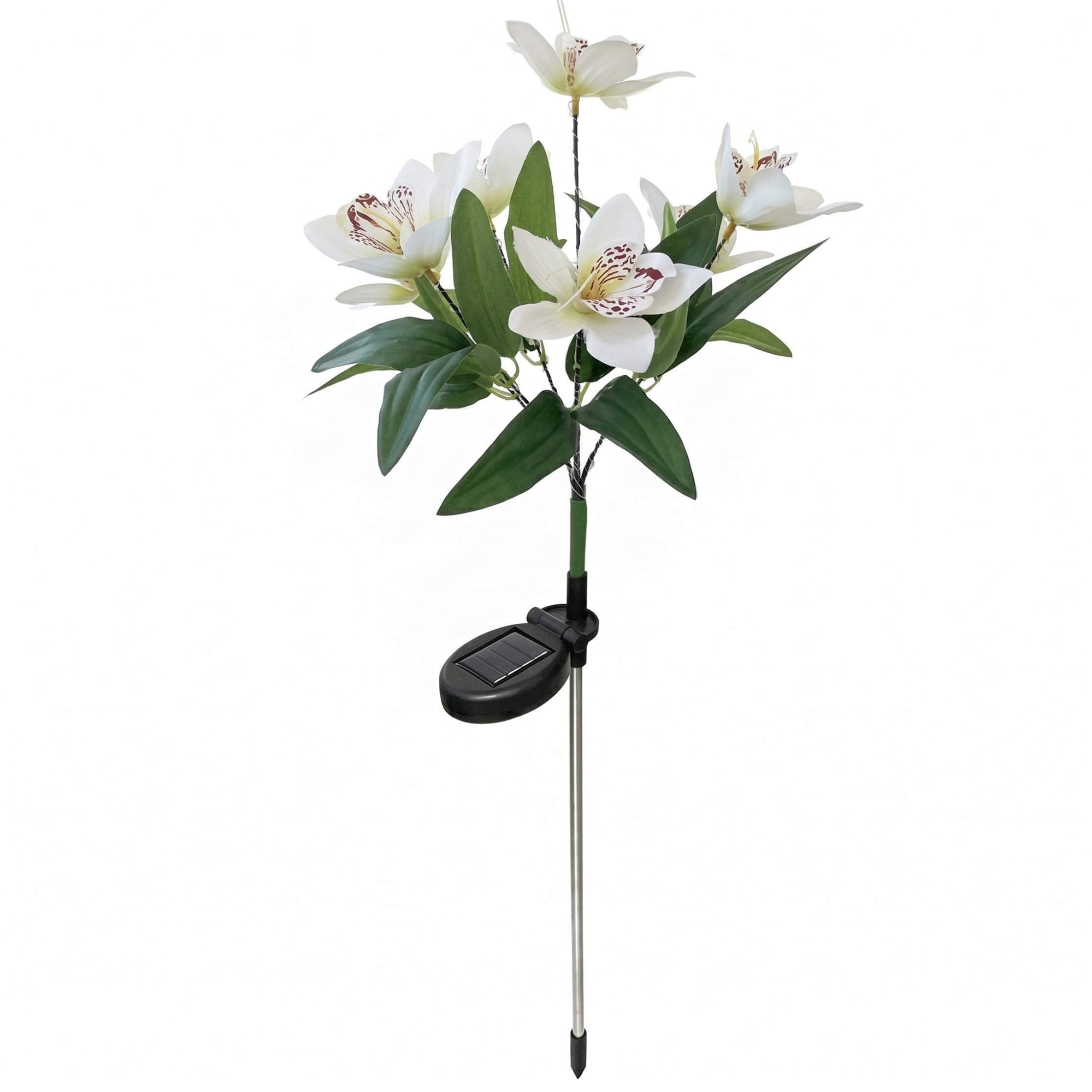 Sjfbebsy Solar Flowers, 7-Head Orchid Solar Flower Lights Waterproof Garden Stake for Outdoor Yard Decor, White - Garden Lights