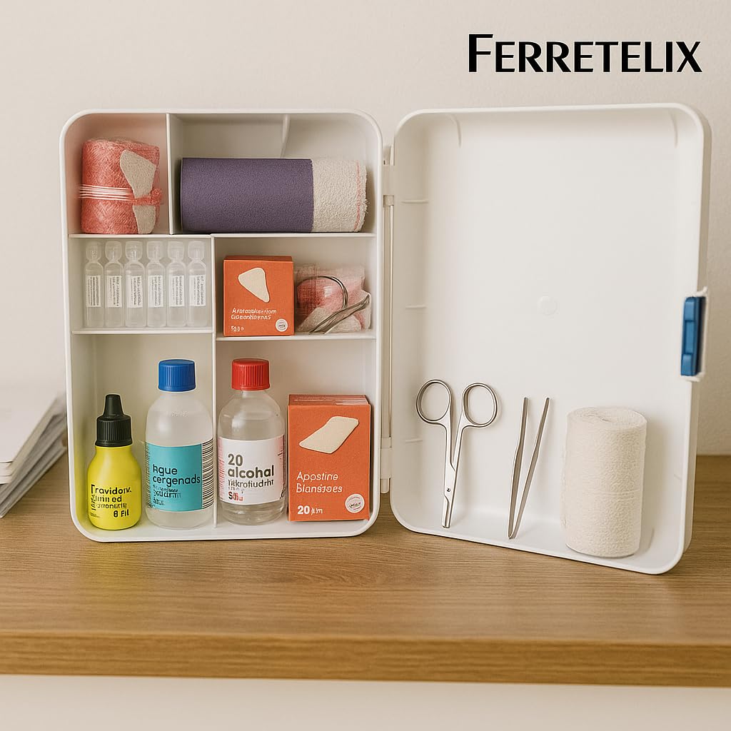 Ferretelix® Botiquin Primeros Auxilios Armario 40 CM X 32 x 18 con dotacion Homologado para viviendas turisticas, casa, Oficina
