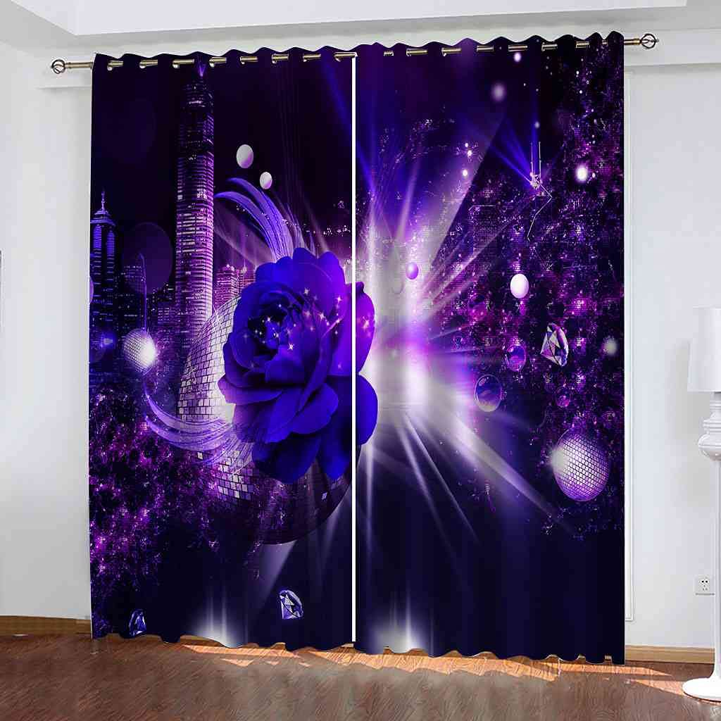 Rideau isolant thermique et phonique 264x160 cm paysage urbain violet