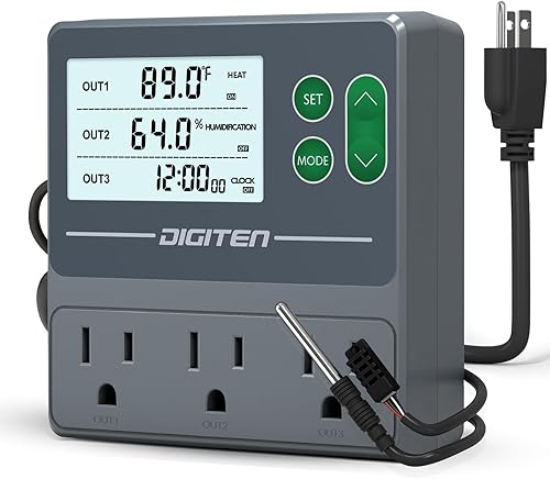 Controlador de temperatura y humedad de doble sonda, sensores independientes para control preciso de temperatura y humedad, compatible con