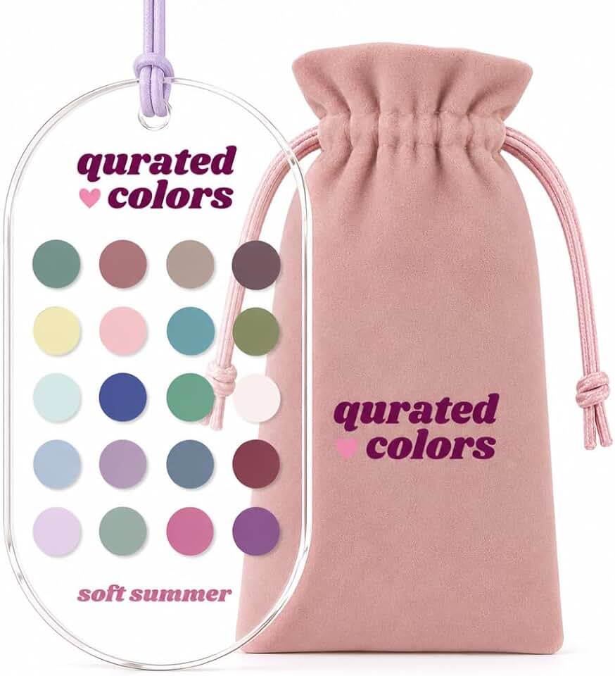 Seasonal Color Analysis Card – Acrylic Color Palette Guide for Shopping, Makeup & Outfits with Velvet Pouch (Soft Summer)