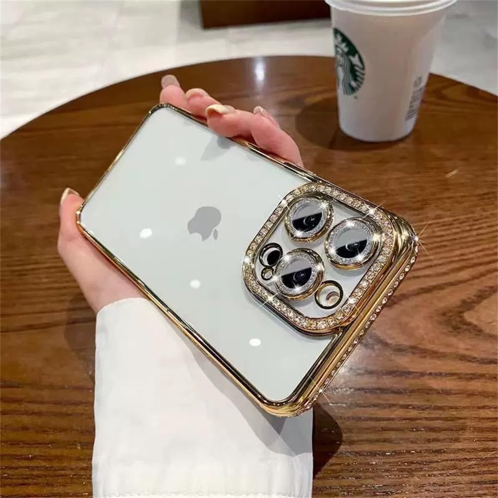 【DBWYPY】対応 iphone 14 pro max ケース キラキラ ラインストーン アイフォン14 pro max ケース 可愛い 耐衝撃 カメラ レンズ 保護 背面 超薄型 軽量 黄ばみ防止 ソフトTPU 透明 耐衝撃 シリコン スリムい かわいい 携帯カバー ソフト バンパー シンプル 韓国 人気 スマートフォン用のカバー(遠いピークブルー,iPhone14Promax)