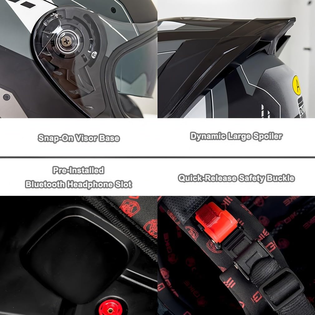 Kask motocyklowy integralny kask z maską, homologacja ECE, wysokiej jakości podwójny wizjer, zdejmowany wewnętrzny system, system wentylacji dla dorosłych mężczyzn/kobiet (M-2XL, 57-64 cm)