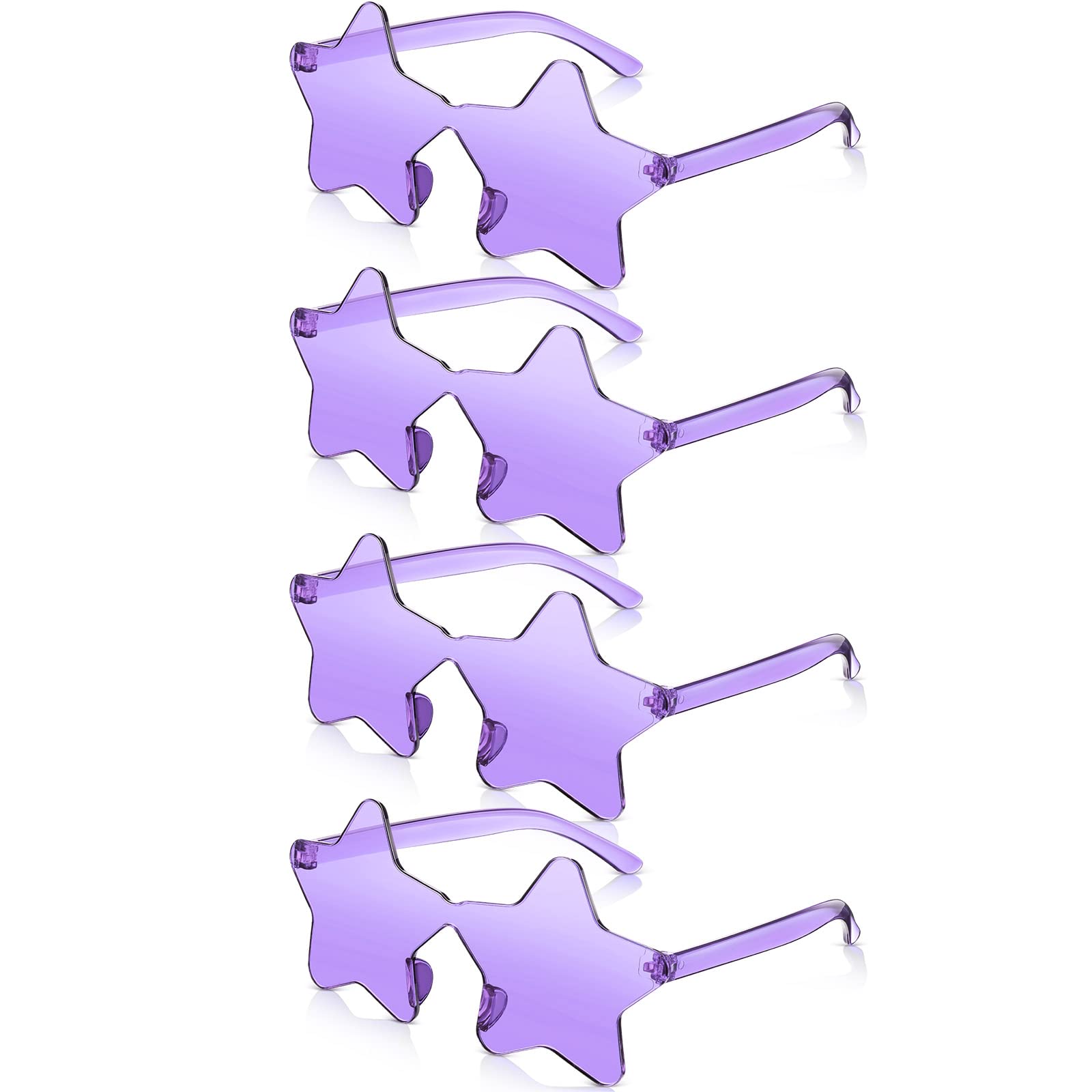 CHENGU4 Pairs Star Shaped Rimless Sunglasses Transparent Candy Color Sunglasses Pentagram Sunglasses for Women Teens