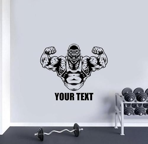 Calcomanía de vinilo personalizada de Gorilla para pared calcomanía de gimnasio con palabras personalizadas letrero de cita para gimnasio arte de