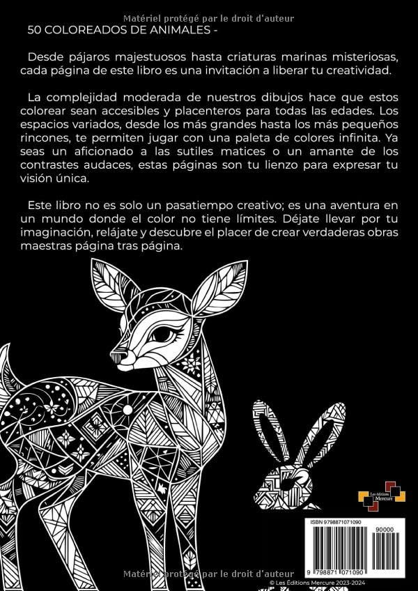 Miniatura 2 de Libro de Colorear para Adultos - 50 Animales Coloreados Mosaicos (French Edition)