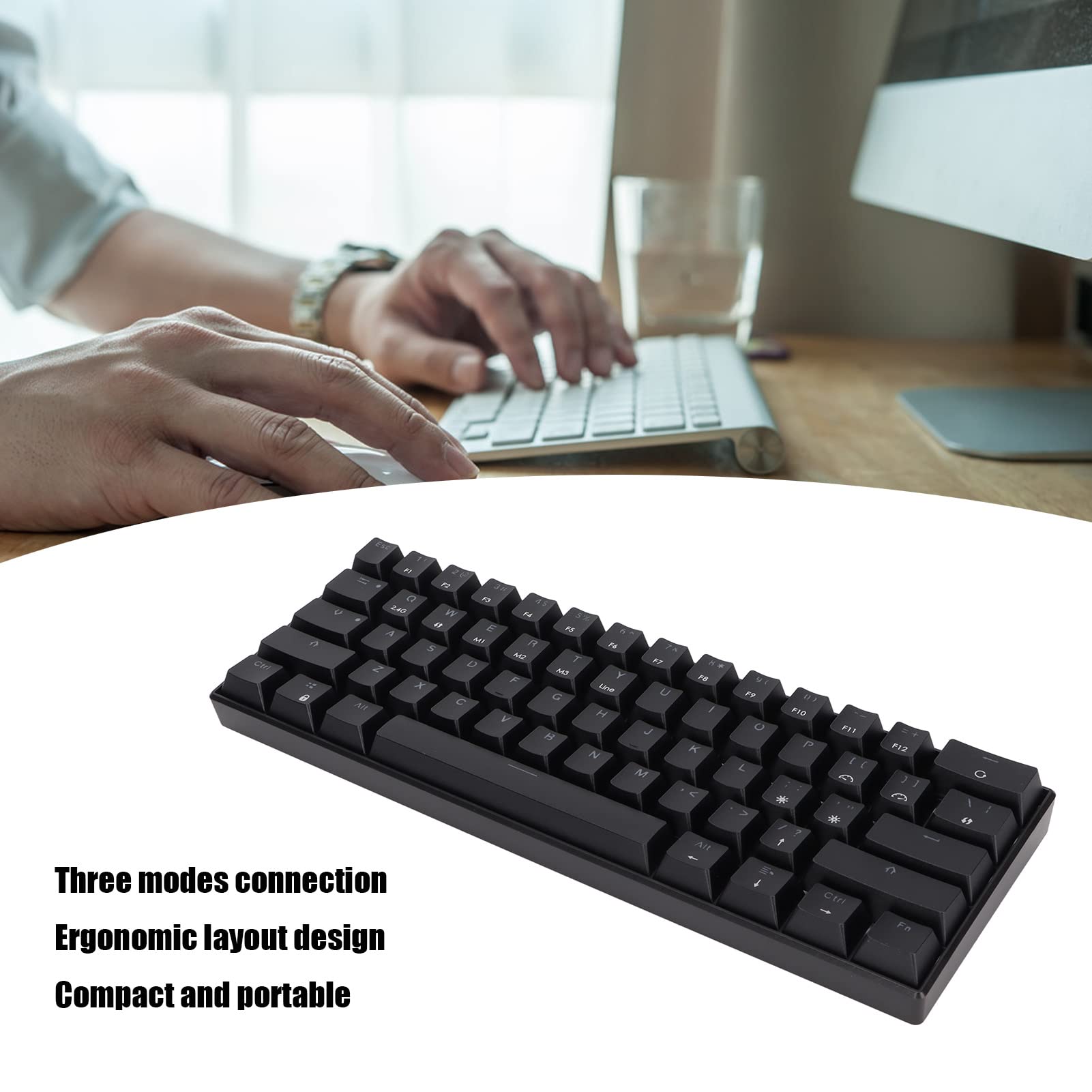 Annadue Tastiera da Gioco Meccanica 60%, Mini Tastiera Ergonomica Bluetooth Senza Fili/cablata Retroilluminata a 61 Tasti, per PS4 PC Mac Gamer, Typist, Travel(ASSE Verde)
