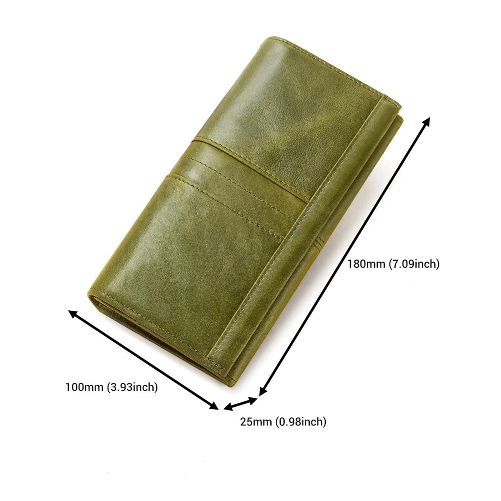 Damskie długie etui na karty RFID etui na telefon portfel portfele dla kobiet, ZIELONY, 18x10x2.5cm, Klasyczny