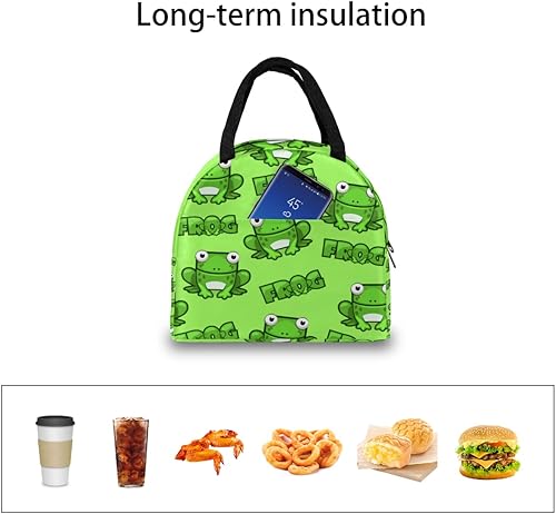Miniatura 6 de Bolsa de almuerzo aislada para mujeres y hombres, bolsa térmica impermeable con diseño de rana verde, reutilizable, contenedor de almuerzo, a prueba
