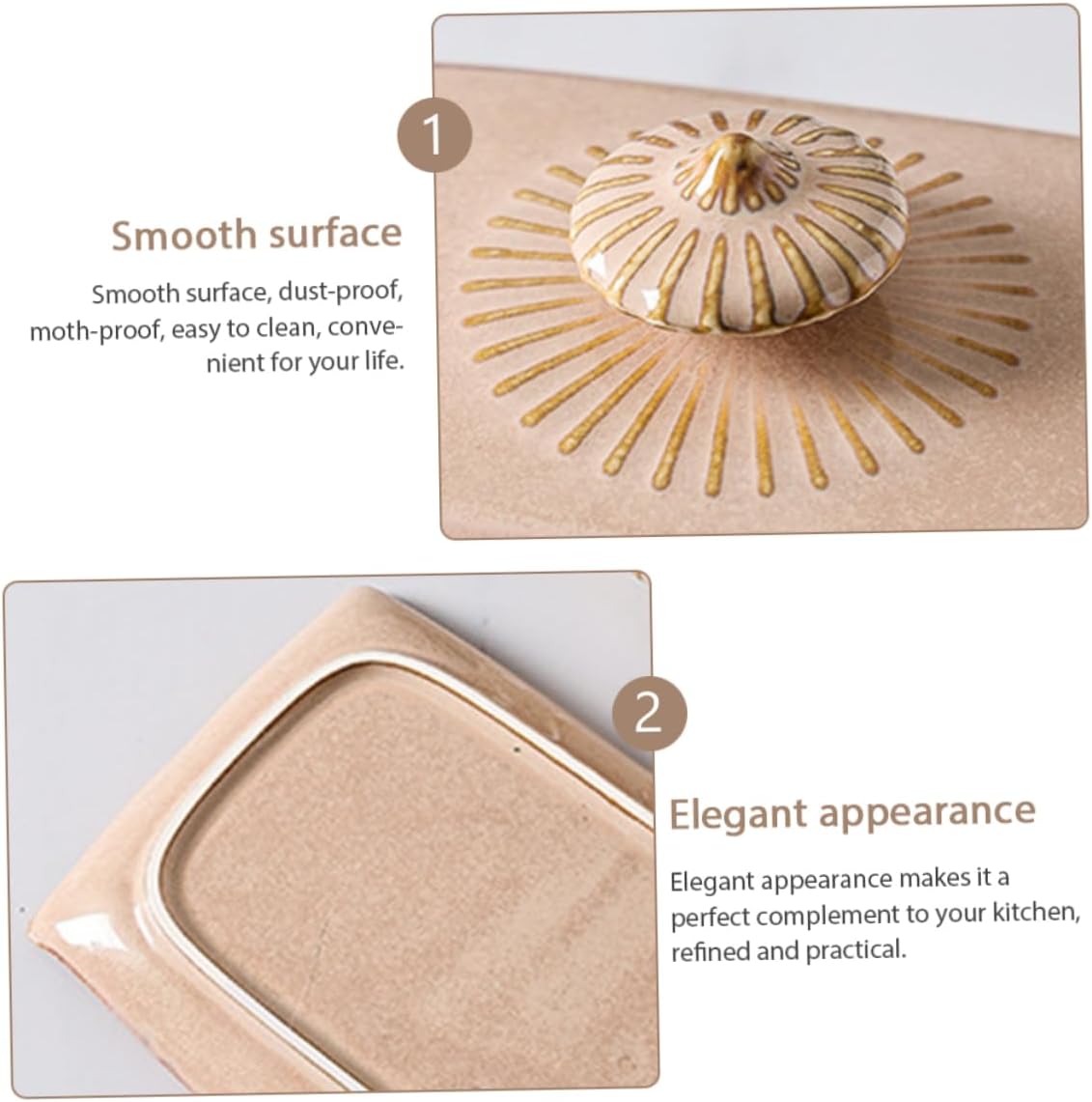 OUNONA 1Set Ceramic Butter Dish with Lid Food Serving Tray for Pastries Butter Kitchen Essential Heat Resistant for Restaurants Home Use
