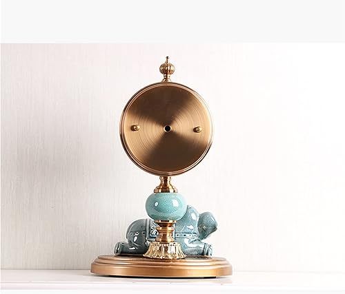 Miniatura 8 de Reloj retro con diseño de elefante, adorno de cerámica, reloj de escritorio de metal, para sala de estar, para el hogar, escritorio, silencioso,