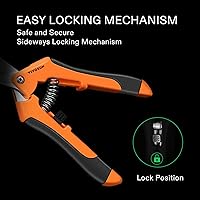 Vista 7 de VIVOSUN Combo de medidor de pH y TDS y podadora manual de jardinería de 6.5 pulgadas con cuchillas rectas de acero inoxidable, color naranja