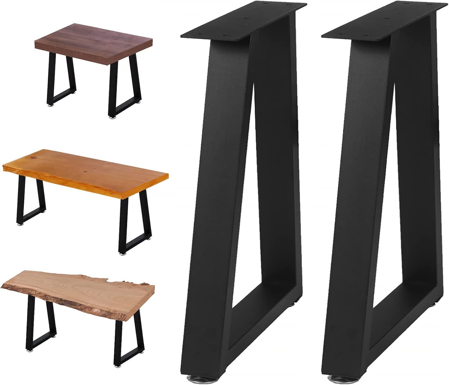 NXN-HOME 22 inch Trapezoid Metal Legs, Coffee Table Legs, Bench Metal Legs, Set of 2 Mid Century Home DIY Projects Black Furniture Legs(22”H x 14.8”W) 22 inches-Trapezoid