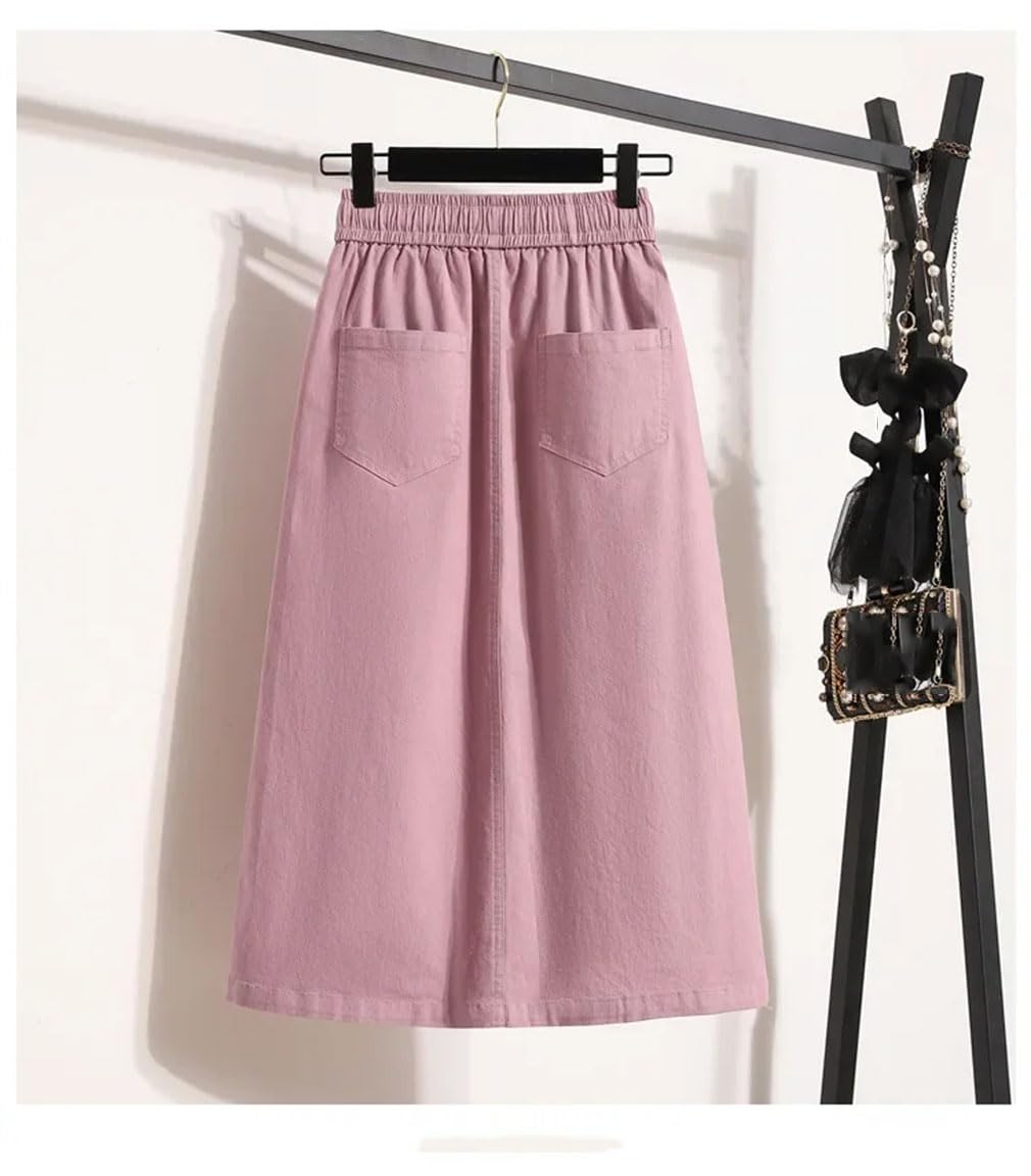 Mini jupe ample fendue en denim pour femme, taille élastique, couleur unie, jupes mi-longues