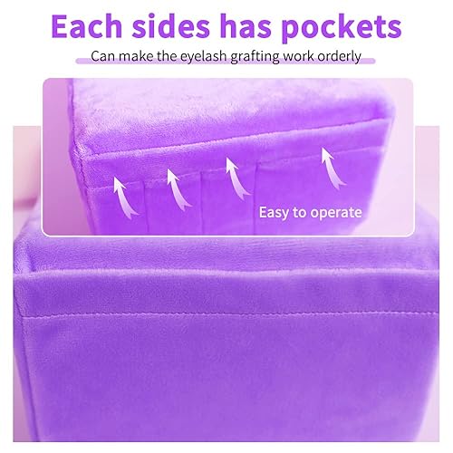 Vista 4 de Almohada de cuello con extensión de pestañas para salón de belleza, cómoda almohada de espuma viscoelástica de terciopelo, para proteger el cuello