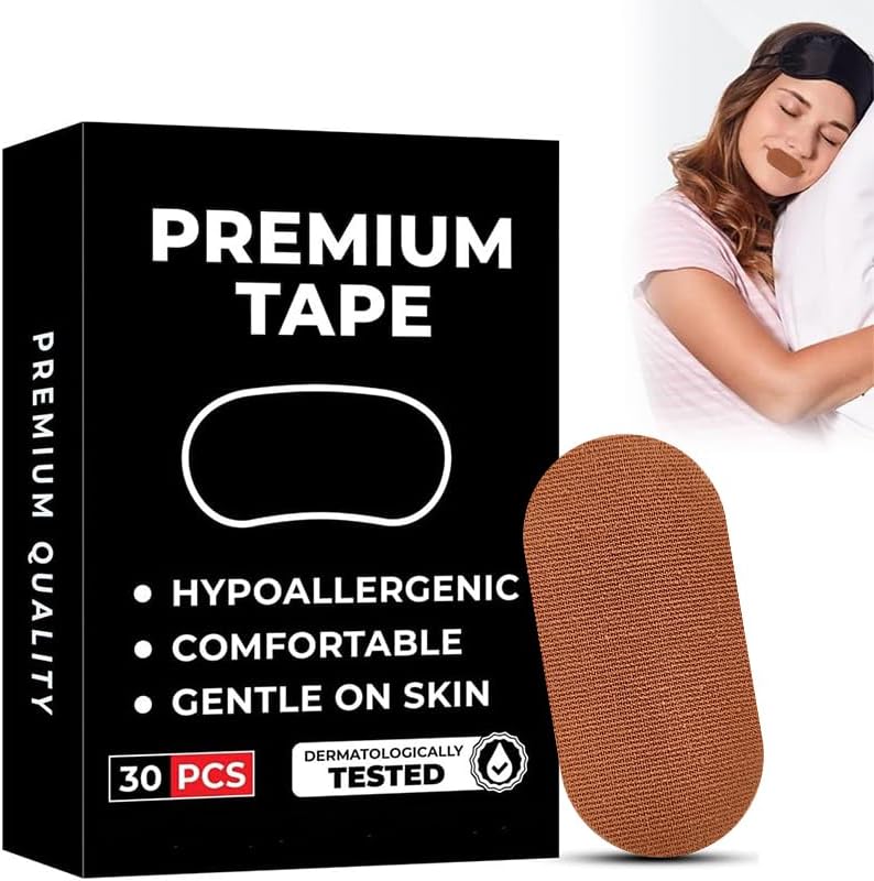 ZIBUYU® 30-Conut Anti-Snore Mouth Tape Mute Snoring Tape for Mouth Breathing Sleep Mouth Tape Improves Breathing Abnormalities Safe Adhesive Pre-cut Anti-Snore Mouth Tape for Kids Adults, Beige
