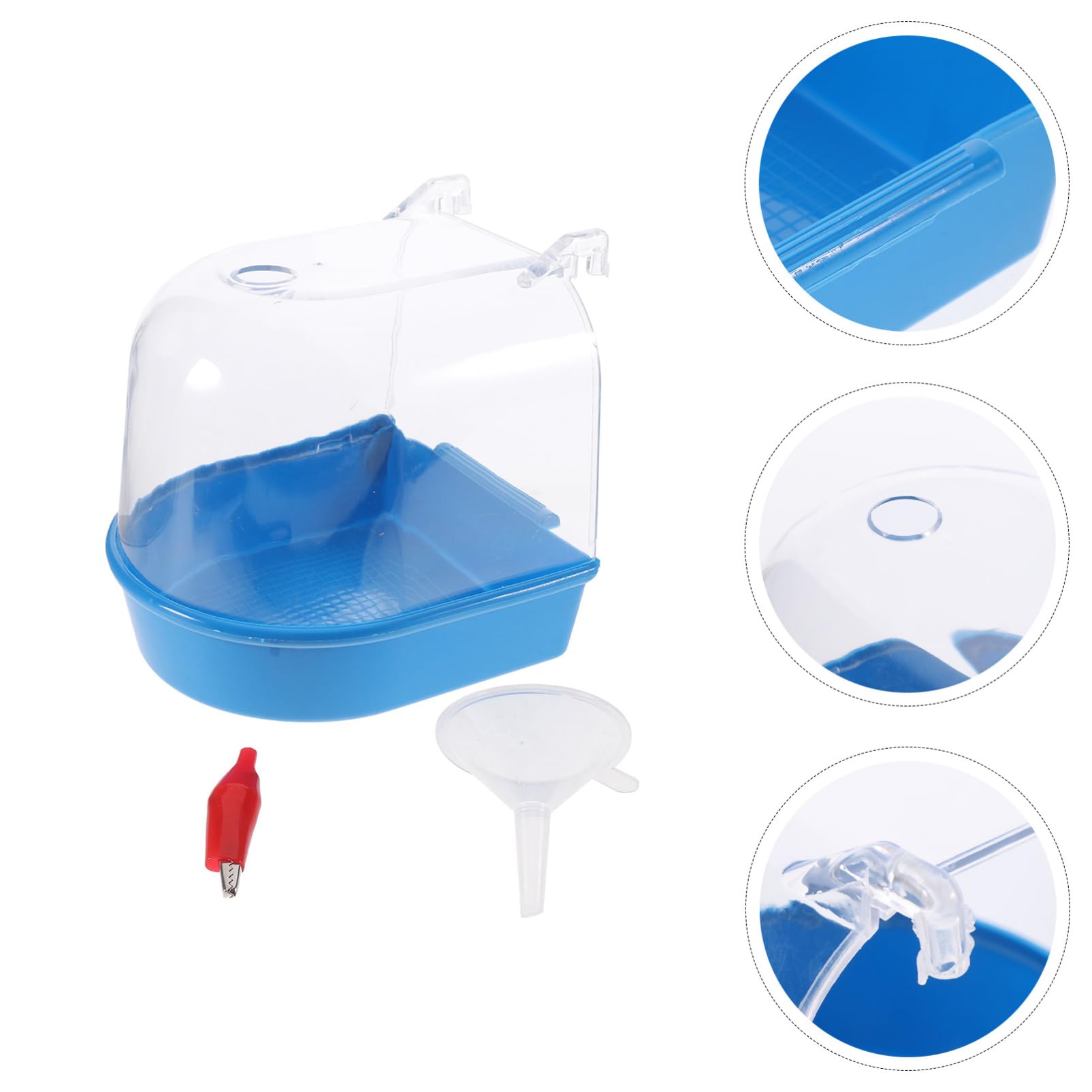 Angoily 3pezzi Vasca da Bagno per Uccelli con Finestra per Riempimento e Design Innovativo per Pappagalli e Uccelli Piccoli Blu Materiale Sicuro e Resistente