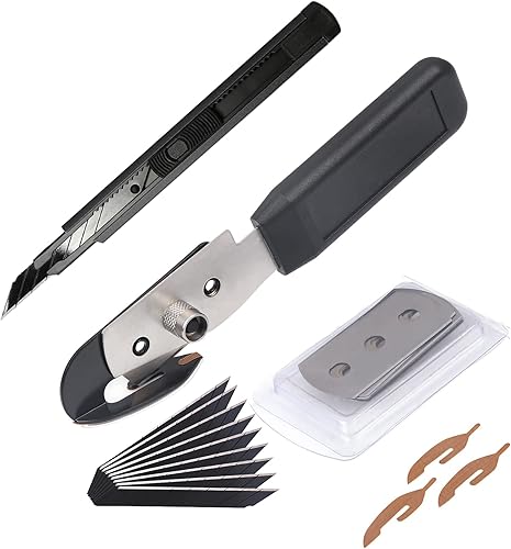 Gomake Cortador de soporte de vinilo, cortador de papel de regalo, cuchillo de vinilo con revestimiento de PTFE, hoja oculta, cuchilla bloqueable de