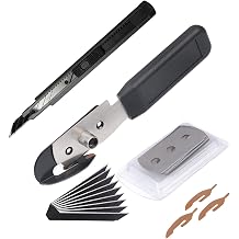 Gomake Vinyl Backing Cutter Wrapping Paper Cutter Vinyl Knife with PTFE Coating Hidden Blade, 30 Degree Snap Off Blade Lockable Utility knife Retractable Box Cutter with Extra 10pcs Replace blades