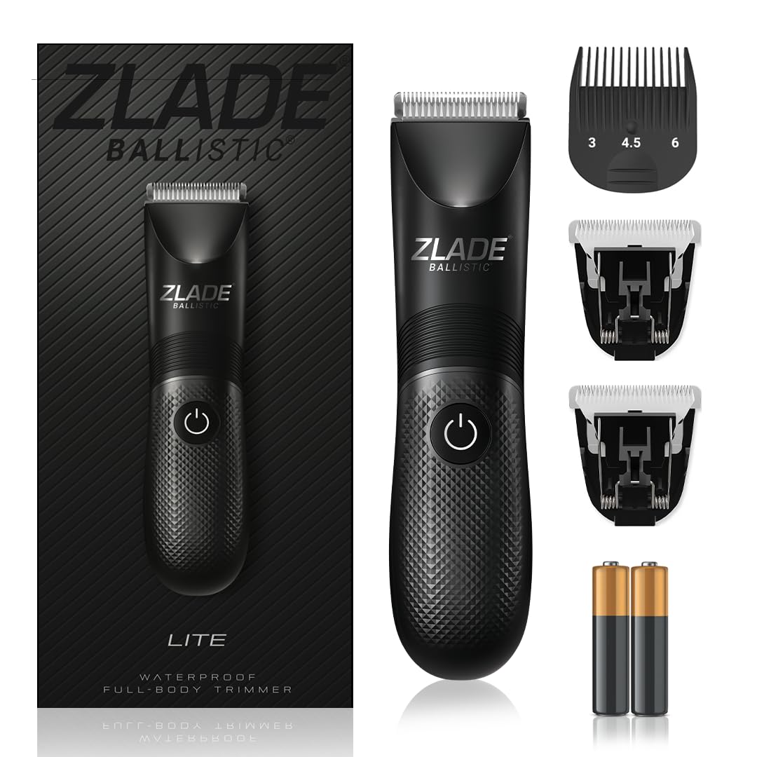 Zlade Ballistic LITE Manscaping Body Trimmer for Men - Beard, Body, Pubic Hair Grooming, Private Part Shaving - Waterproof, Cordless AAA Battery Powered - 1 Trimmer + 2 Extra Blades - Smart Travel Lock - 3 Second Long Press Button to Start (Black) (B0BD8V323V) Amazon Price History, Amazon Price Tracker