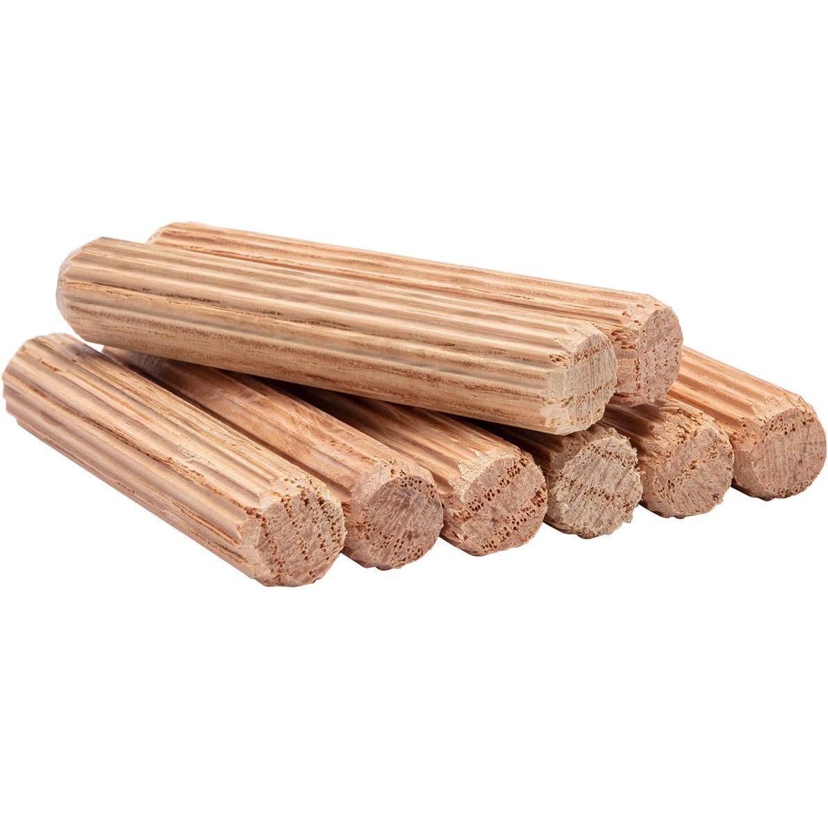 7/16" x 2-1/2" Oak Hardwood Fluted Dowel Pins, 8-Pack | Joinery Dowels for Furniture Repair, Craft & Woodworking