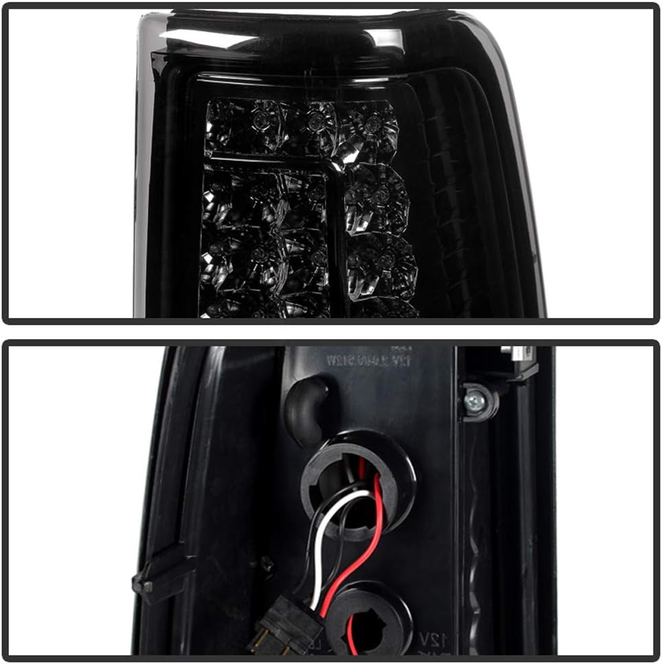 ACANII - For Smoke 2003 2004 2005 2006 Silverado C Shape LED Tail Lights Brake Lamps Set