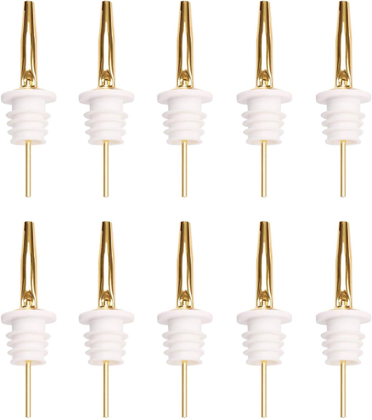 10 Pcs Gold Spirit Pourers Stainless Steel Freeflow Pourer Spout Oil Pourer Drinks Pourer Bottle Pourer