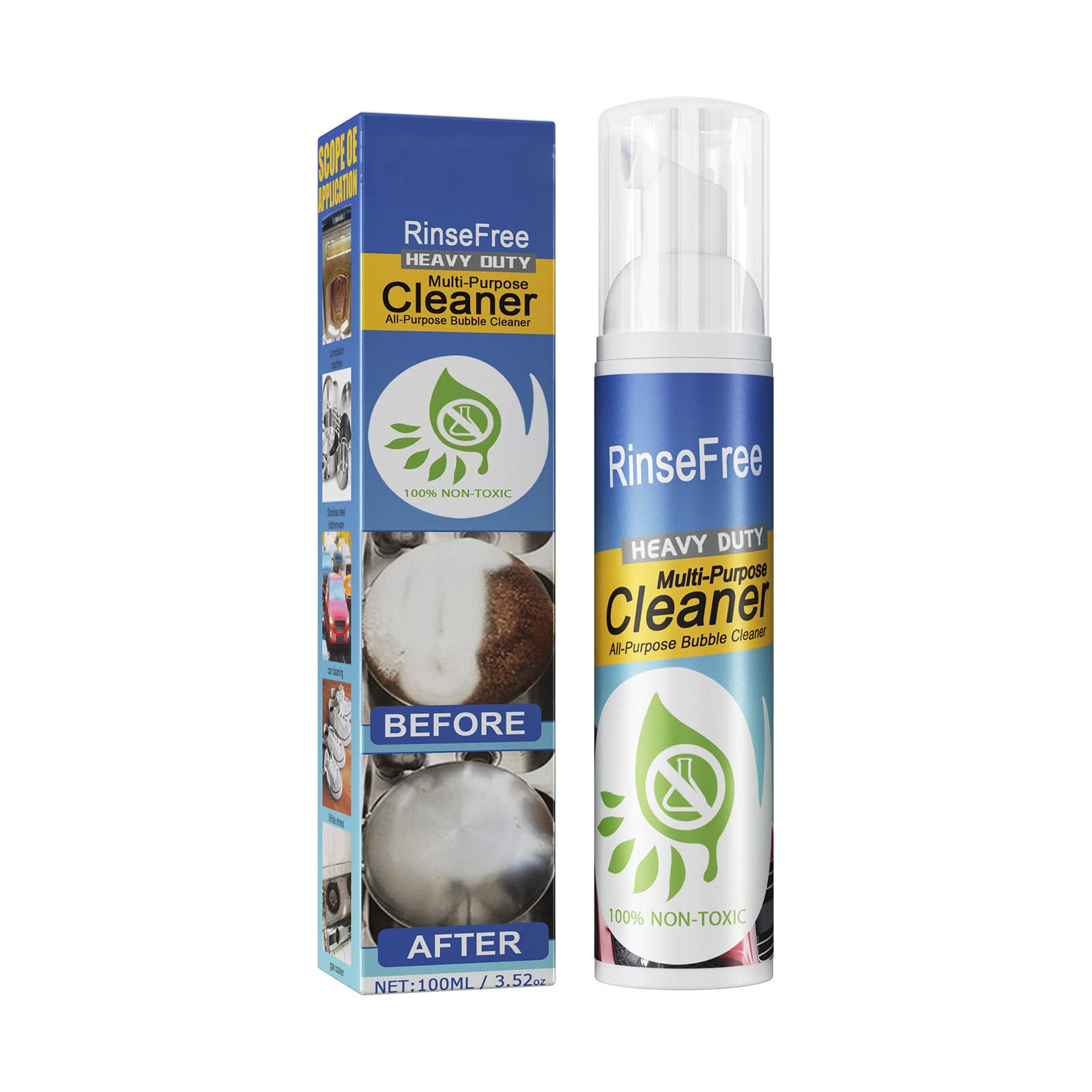 Rinse-free Dirt Cleaning Spray, Powerful Stain Removing Foam Cleaner,All Purpose Bubble Cleaner for Car and House Kitchen (100ml)