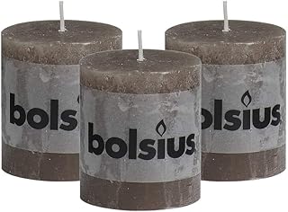 BOLSIUS Rustic Taupe Unscented Pillar Candles - 2.75
